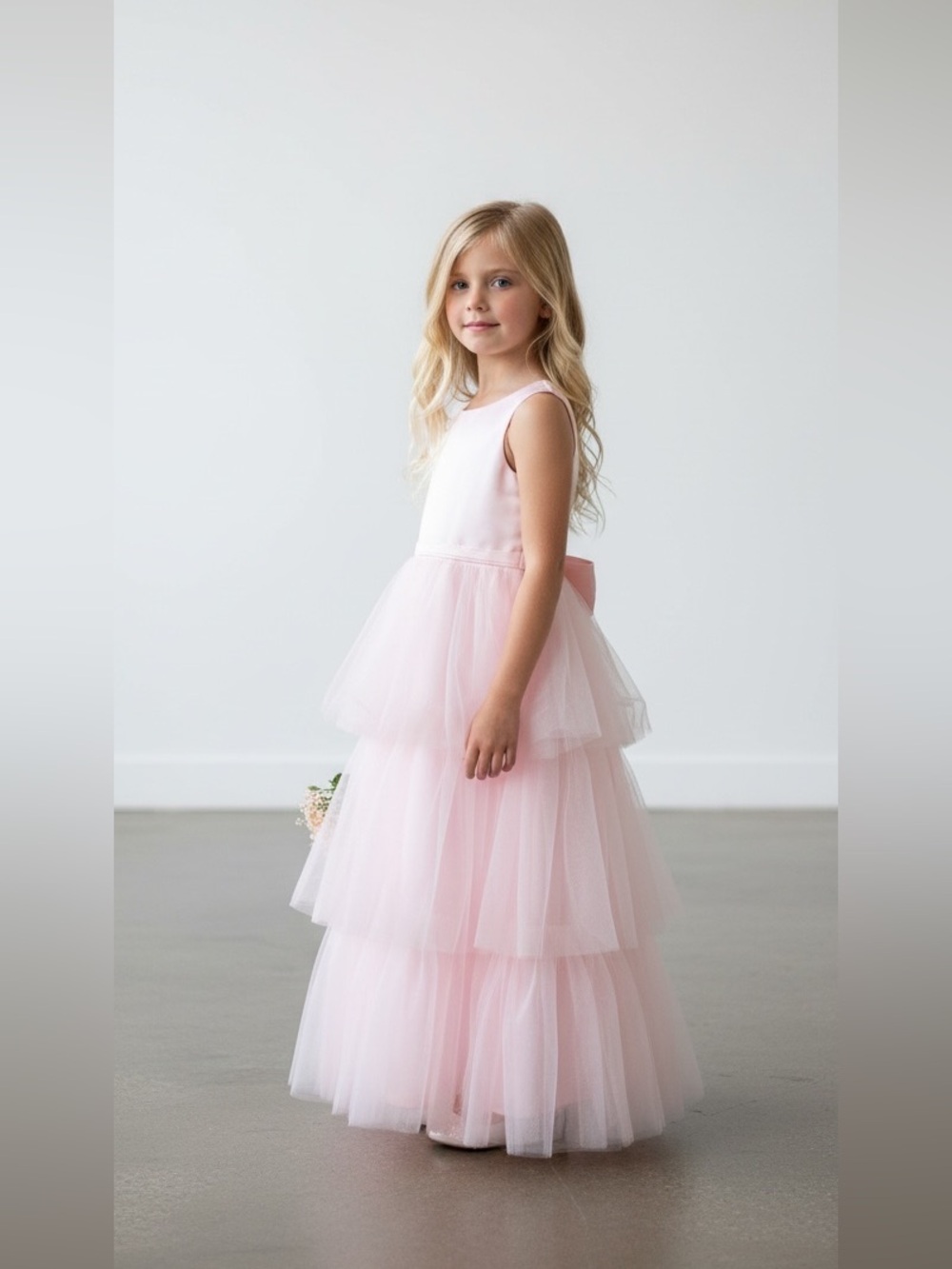 Girls' Light Pink Tulle Layered Dress - Elegant Party Dress Sz 8 *Flaw